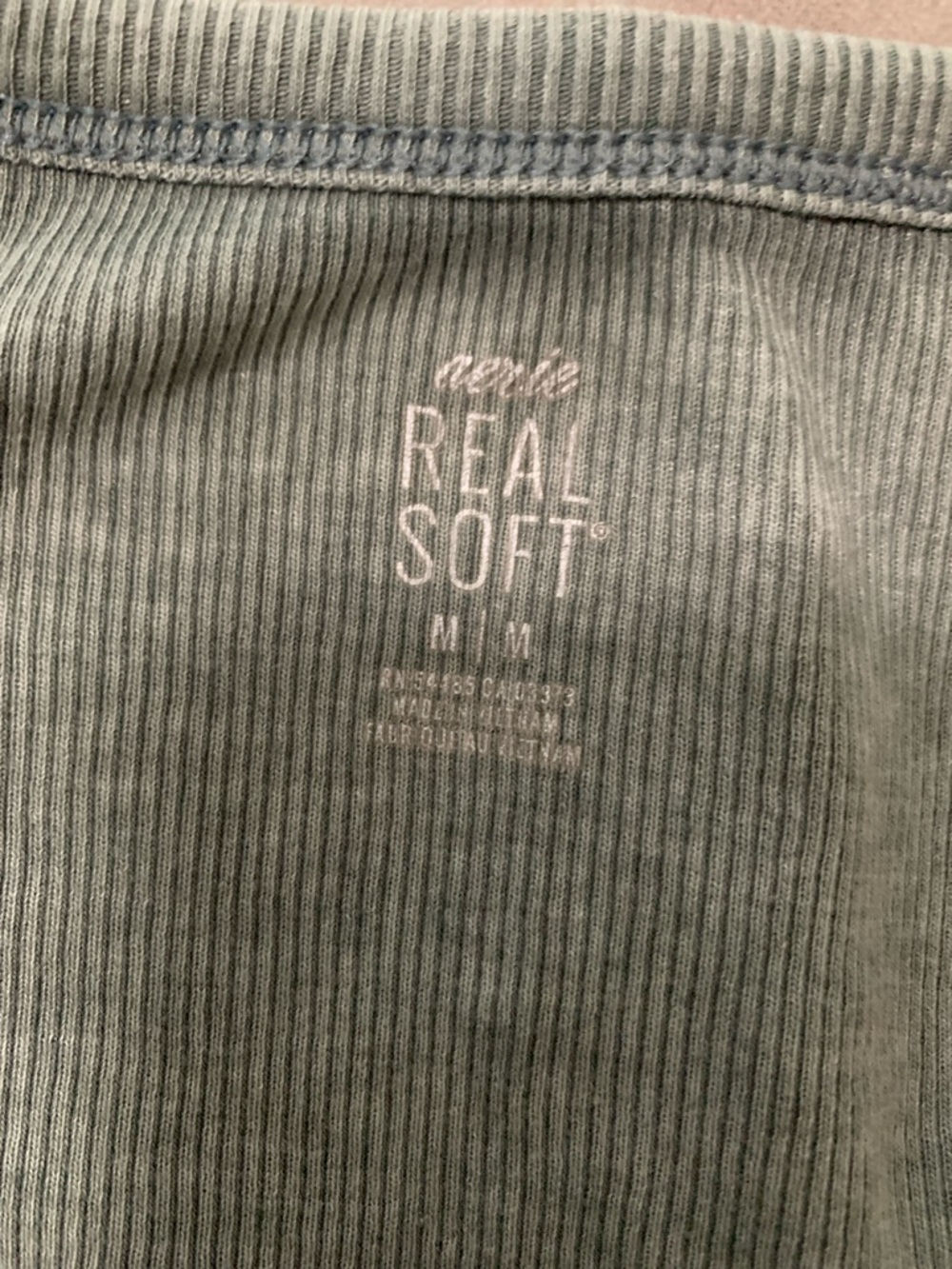 aerie Ribbed Henley Tank - Seafoam Green - Picture 2 of 6